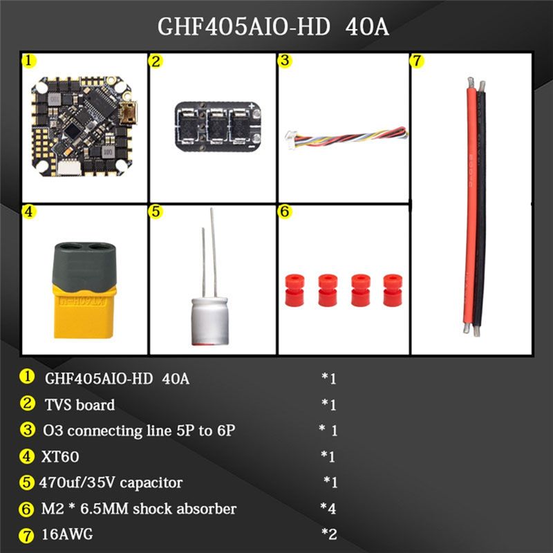 Fpv Drone Flight Controller - Controlador de Voo AIO ABTI-GHF405AIO-HD 40A